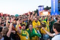 27 June 2018, Moscow, Russia. Brazilian supporters celebrate vic