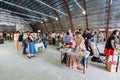 Flea market in hangar in Flacon district Royalty Free Stock Photo