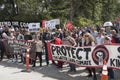 Kinder Morgan protesters against the government`s purchase of Kinder Morgan pipeline project Royalty Free Stock Photo