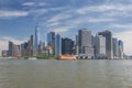 Staten island ferry and terminal new york city skyline Royalty Free Stock Photo