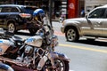 NYPD motorcycles parked in the streets with police New York City Royalty Free Stock Photo