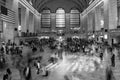 June 5, 2018, New York, New York, USA - Passengers walking in great hall of Grand Central Station in black and white Royalty Free Stock Photo