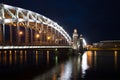 June night at Peter the Great Bridge. Night St. Petersburg. Russia Royalty Free Stock Photo