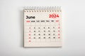 June 2024. One page of annual business monthly calendar on white background. reminder, business planning, appointment meeting and