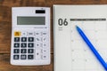 June organizer with calculator Royalty Free Stock Photo