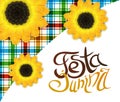 Festa junina poster with lettering and sunflowers Royalty Free Stock Photo