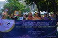 June 11, 2023 Peop wearing Indonesian traditional clothes at the Art carnival during Jakarta Car Free Day.