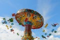 June 10, 2018: People ride a carousel at amusement Park. Cheboksary. Russia