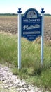 The Welcome To Plattville sign in Northern Illinois, USA. Royalty Free Stock Photo