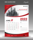 Desk calendar 2022 template, June month design, Wall calendar design, Calendar 2022 template modern style, Planner