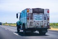 June 26, 2018 Redding / CA / USA - USDA Forest Service Fire truck driving on the Interstate Royalty Free Stock Photo