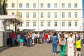 June 24, 2023 Russia, St. Petersburg, Church of the Savior on Spilled Blood, a queue of tourists for tickets