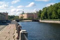 June 24, 2023 Russia, St. Petersburg, embankment of the Neva River with a view of the Mikhailovsky Castle.