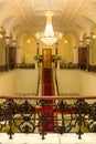 June 24, 2023 Russia, St. Petersburg, Nicholas Palace, staircase with a red carpet