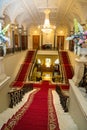 June 24, 2023 Russia, St. Petersburg, Nicholas Palace, staircase with a red carpet