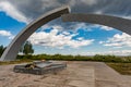 June 30, 2019. Saint-Petersburg. Memorial of the siege of Leningrad `Broken ring` on the Road of life on lake Ladoga. Russia Royalty Free Stock Photo