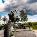 June 30, 2019. Saint-Petersburg. Memorial of the siege of Leningrad `Broken ring` on the Road of life on lake Ladoga. Russia Royalty Free Stock Photo