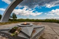 June 30, 2019. Saint-Petersburg. Memorial of the siege of Leningrad `Broken ring` on the Road of life on lake Ladoga. Russia Royalty Free Stock Photo