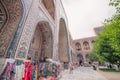 Souvenir shops at the Registan square in Samarkand, Uzbekistan Royalty Free Stock Photo