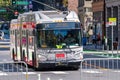 June 30, 2019 San Francisco / CA / USA - Muni bus travelling towards downtown San Francisco; The San Francisco Municipal Railway