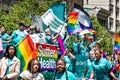 June 30, 2019 San Francisco / CA / USA - Sutter Health party taking part at the SF Pride Parade on Market Street in downtown San