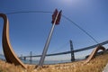 Public Sculpture titled Cupid`s Span created by Claes Oldenburg and Coosje van Bruggen in San Francisco Royalty Free Stock Photo