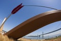 Public Sculpture titled Cupid`s Span created by Claes Oldenburg and Coosje van Bruggen in San Francisco Royalty Free Stock Photo