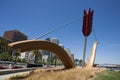 Public Sculpture titled Cupid`s Span created by Claes Oldenburg and Coosje van Bruggen in San Francisco Royalty Free Stock Photo