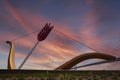 Public Sculpture titled Cupid`s Span created by Claes Oldenburg and Coosje van Bruggen in San Francisco Royalty Free Stock Photo