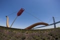 Public Sculpture titled Cupid`s Span created by Claes Oldenburg and Coosje van Bruggen in San Francisco Royalty Free Stock Photo