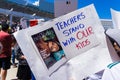 Sign raised in front of the San Jose City Hall for the `Families belong together` rally Royalty Free Stock Photo