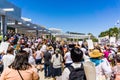 People gathered in front of the San Jose City Hall for the `Families belong together` rally Royalty Free Stock Photo