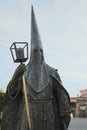 June 20, 2019 San Luis PotosÃÂ­, Mexico:Masked Man with Cross Statue Ku Klux Klan statue San Luis PotosÃÂ­ Mexico Royalty Free Stock Photo