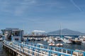 June 18, 2022 - Sorrento, Italy. Seafood restaurants in the harbor on the coast of Sorrento. European summer vacation on the