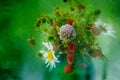 June strawberry bouquet in a green vase