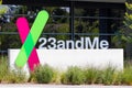 June 19, 2020 Sunnyvale / CA / USA - The 23andme logo at their new headquarters in Silicon Valley; Based on a saliva sample,