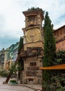 June 21, 2019 - Tbilisi, Georgia - The leaning clock tower in Old Town Tbilisi