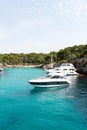 June 16th, 2017, Cala Sanau, Mallorca, Spain - boats parked near the beach