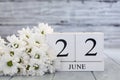 June 22th Calendar Blocks with White Daisies