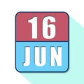 june 16th. Day 16 of month,Simple calendar icon on white background. Planning. Time management. Set of calendar icons for web