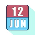 june 12th. Day 12 of month,Simple calendar icon on white background. Planning. Time management. Set of calendar icons for web