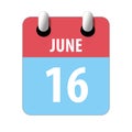 june 16th. Day 16 of month,Simple calendar icon on white background. Planning. Time management. Set of calendar icons for web