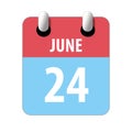 june 24th. Day 24 of month,Simple calendar icon on white background. Planning. Time management. Set of calendar icons for web