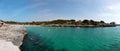 June 15th, 2017, Felanitx, Spain - panoramic view of Cala Marcal beach