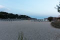 June 16th, 2017, Felanitx, Spain - view of Cala Marcal beach at sunset without any people