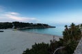 June 16th, 2017, Felanitx, Spain - view of Cala Marcal beach at sunset without any people