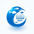 june 8th international ocean day poster with shiny light effect