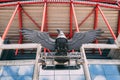 June 25th, 2018, Lisbon, Portugal - Eagle and E Pluribus Unum motto statue at Estadio da Luz, the stadium for Sport Lisboa e Benfi