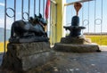 June 28th 2023,Nagthat, Uttarakhand, India. Shiva Linga, a sacred symbol of Lord Shiva, accompanied by a Nandi Ox, representing