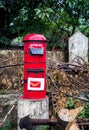 June 28th 2023, Uttarakhand, India. A red letter post box. Indian Postal Services
